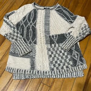 Cable Knit / Patchwork Knit Sweater
